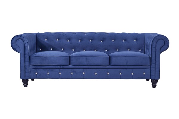 Allegra 3-Seater Chesterfield Sofa (Midnight Blue)