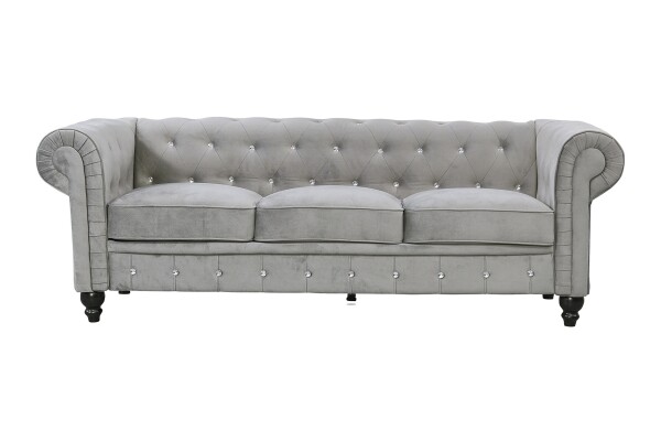 Allegra 3-Seater Chesterfield Sofa (Grey)