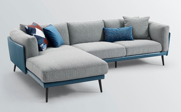 Blysse L-Shape Sofa Rest Section on Right when seated (Light Grey/Blue)