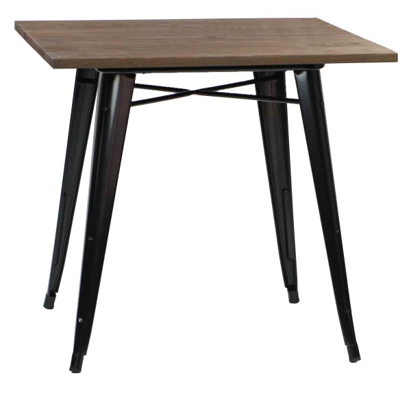 Modus Metal Dining Table with Wood Top Black