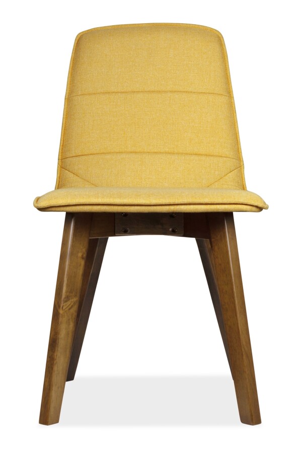 Mahala Dining Chair Walnut with Yellow Cushion 
