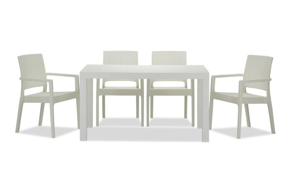Landon Outdoor Dining Set in White (1+6)