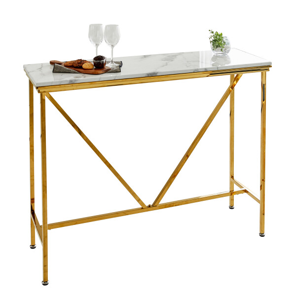 Tavion Counter Height Bar Table (Marble/Gold)
