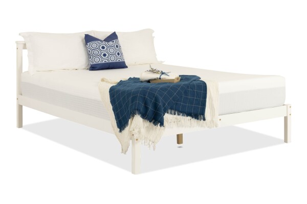 Lucine Pine Bed Frame (Queen, White)