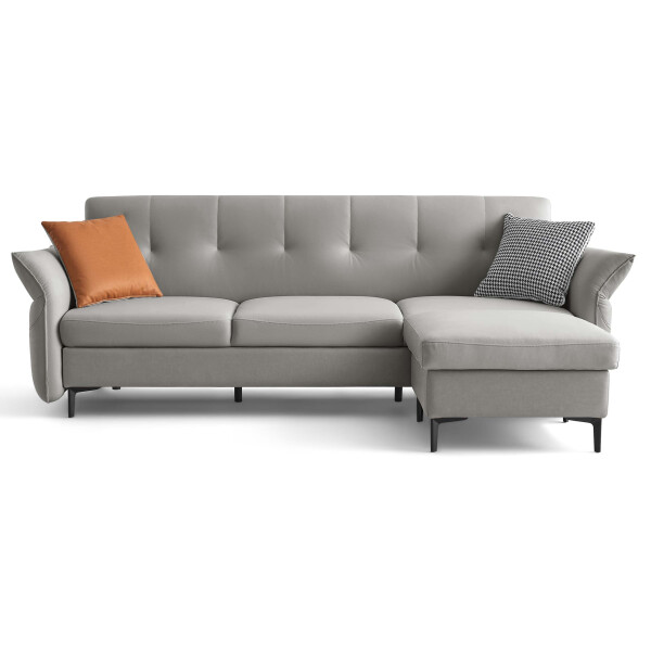 Janell Leathaire 3 Seater Sofa Bed + Ottoman (Grey/Latex)