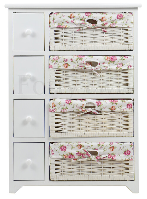 Abriata Wicker Basket Wooden Storage Cabinet