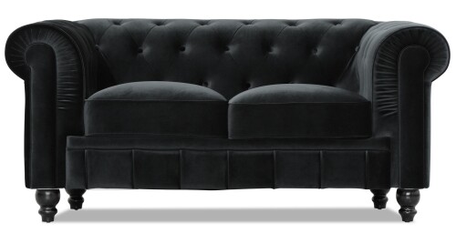 Benjamin Classical 2 Seater Sofa (Velvet Black)