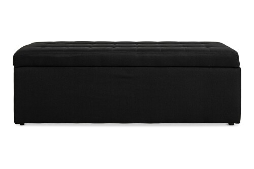 Carissa Storage Bench Fabric Black (Long)