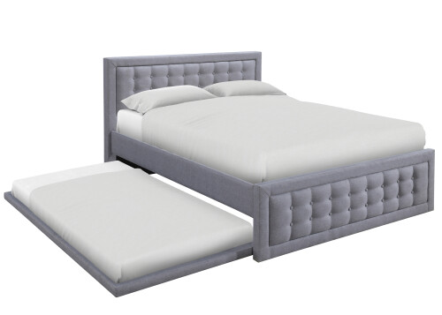 Gwenth Queen with Single Trundle Bed (Light Grey)