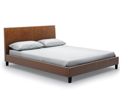 Haagen Queen-Sized Bed (PU Camel Brown)