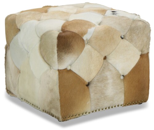Zorika Ottoman in Cowhide Leather
