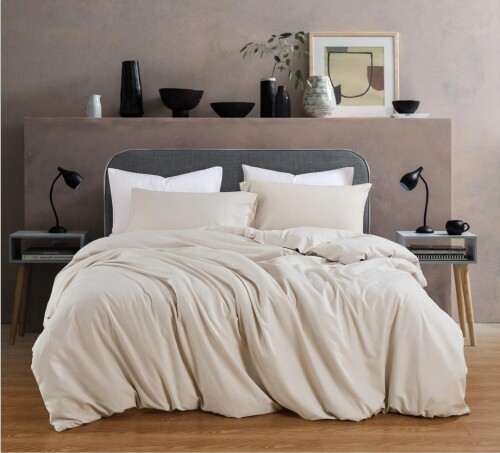 Bedding Day - Soft Microfiber Solid 700TC Fitted Sheet Set - Taupe