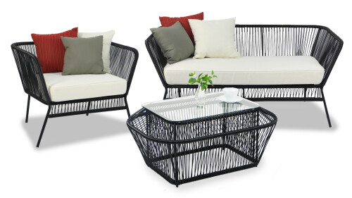 Black Spinel Patio 3 Seater Set 