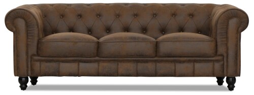 Benjamin Classical 3 Seater PU Leather Sofa (Vintage) 