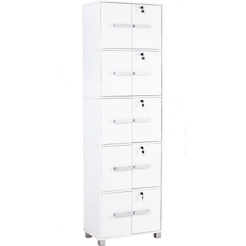 Naomi 10 Door Storage Cabinet W/Lock(White)