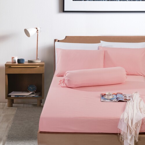Bedding Day - Soft Microfiber Solid 700TC Fitted Sheet Set - Baby Pink