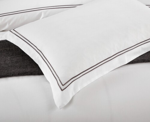 FyneLinen Egyptian Cotton 950TC Hotel Collection Solace Pillowsham (White/Grey)