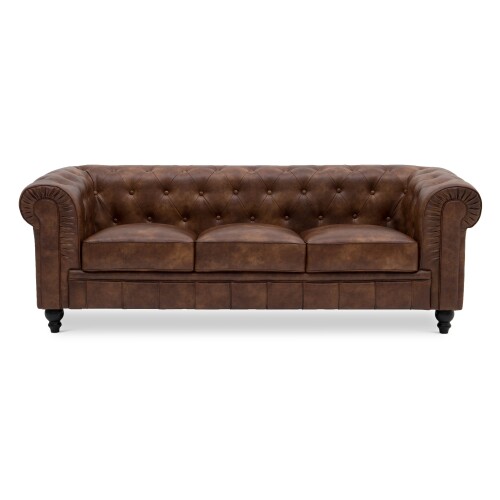 Benjamin Classical 3 Seater Old PU Leather (Brown)