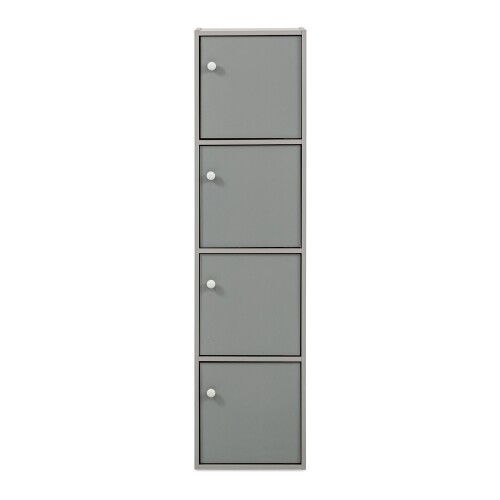 Acadia 4 Tier Bookshelf with Doors in Light Grey