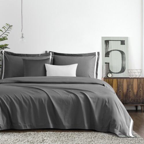 FyneLinen Egyptian Cotton 950TC Hotel Collection Sereno Bed Set (Charcoal)