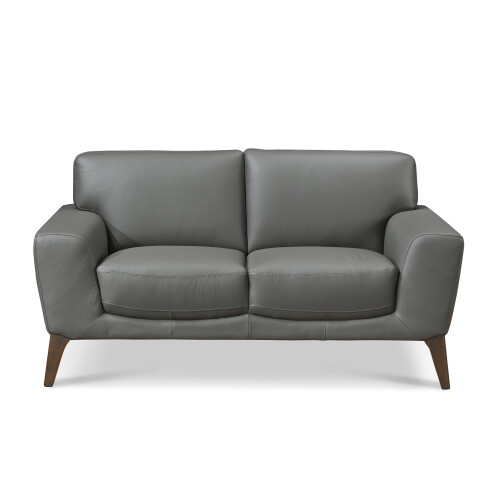 Bruno 2 Seater Leather Sofa (Charcoal Grey)