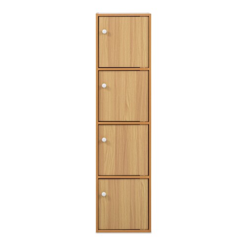 Acadia 4 Tier Bookshelf with Doors in Beech Oak