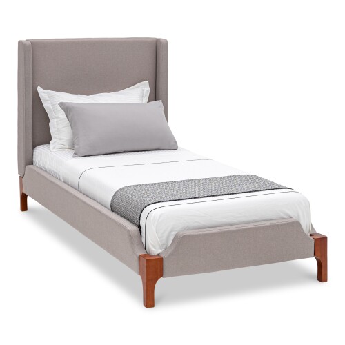 Felipe Upholstered Single Bed (Light Grey)