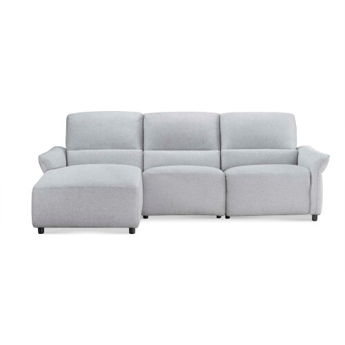 Videl L-Shape With One Electric Recliner USB Fabric Sofa Chaise on Right When Seated (Grey)