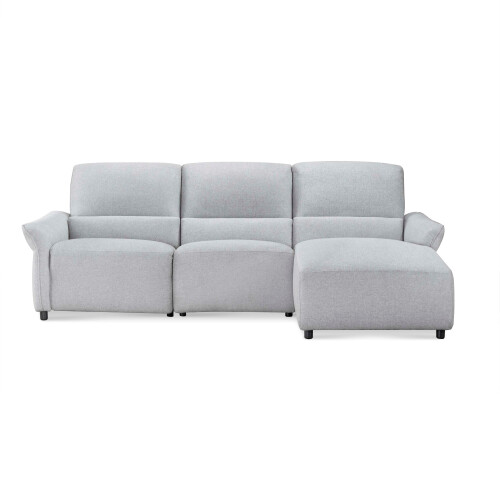 Videl L-Shape With One Electric Recliner USB Fabric Sofa Chaise on Left When Seated (Grey)