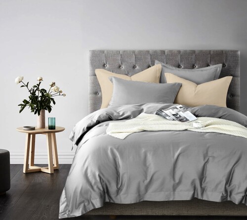 FyneLinen 100% Pima Cotton 900TC Bed Set (Silver Pearl Grey)