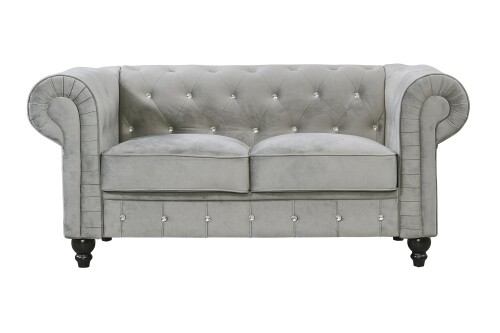 Allegra 2-Seater Chesterfield Sofa (Grey)