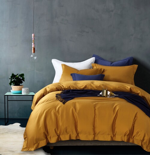 FyneLinen 100% Pima Cotton 900TC Bed Set (Mustard)