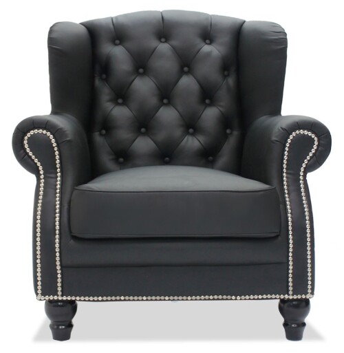 Genma Classical Black PU Leather Arm Chair