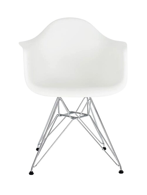 Eames Replica Arm Chair with Steel Eiffel Legs (White)