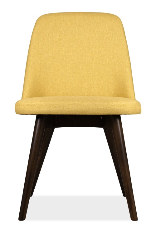 Hera Dining Chair Walnut with Yellow Cushion 