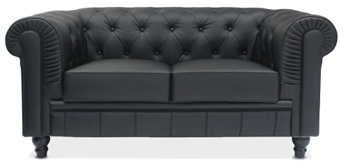 Benjamin Classical 2 Seater PU Leather Sofa (Black)