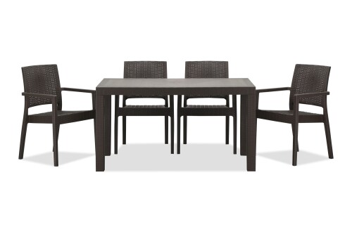 Landon Outdoor Dining Set in Coffee (1+6)