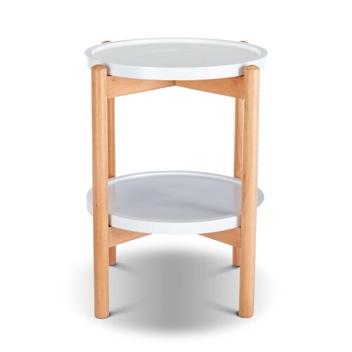 Ylva Tiered Round Side Table (White) 