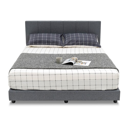 Leia Queen Fabric Bed Frame Grey