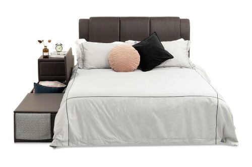 SpaceNix Multi-Storage Faux Leather Bed Frame (Queen)