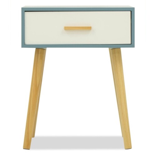 Agnus Side Table (Dim Blue Base with White Drawer)